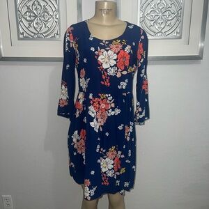 Old Navy Long Sleeve Floral Dress - Navy and Red